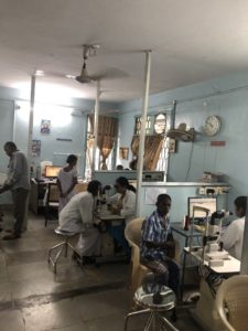 Ophthalmic technicians at Aravind checking vision, refraction and IOP